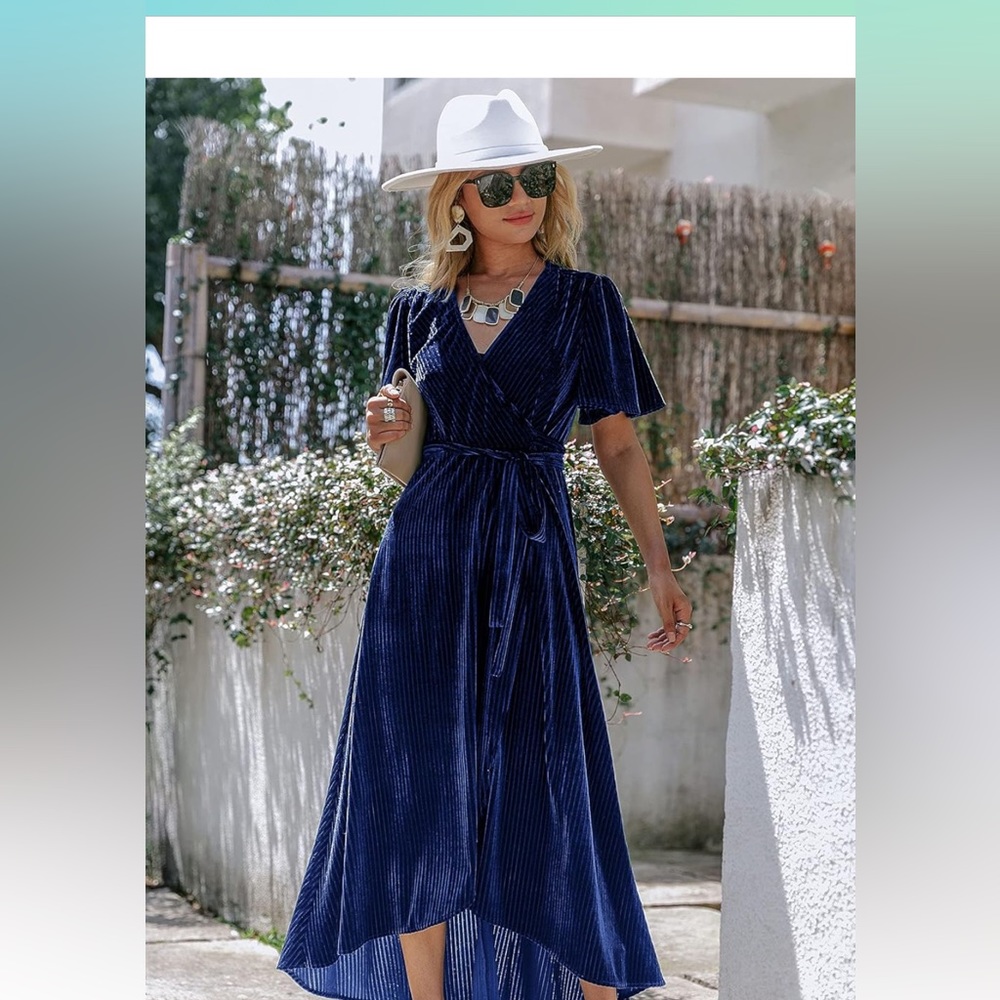 New Ribbed Velvet Wrap Maxi - Picture 7 of 8